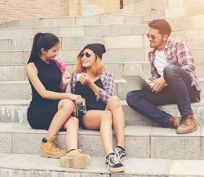 Adolescent speaking with a clinician
