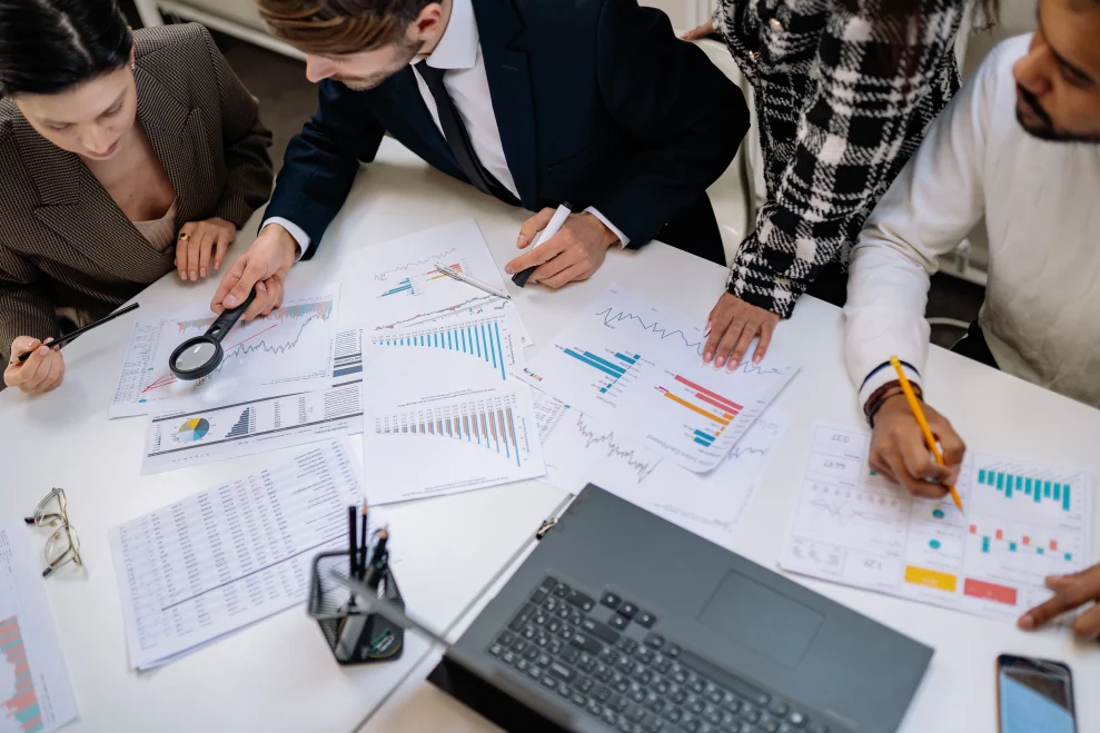 People reviewing insurance documents together